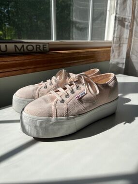 Superga Platform Sneakers in Light Pink Canvas